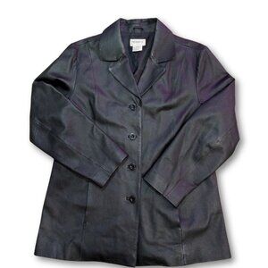 Vintage Tribeca Studio Genuine black leather jacket womens size XL Retro button